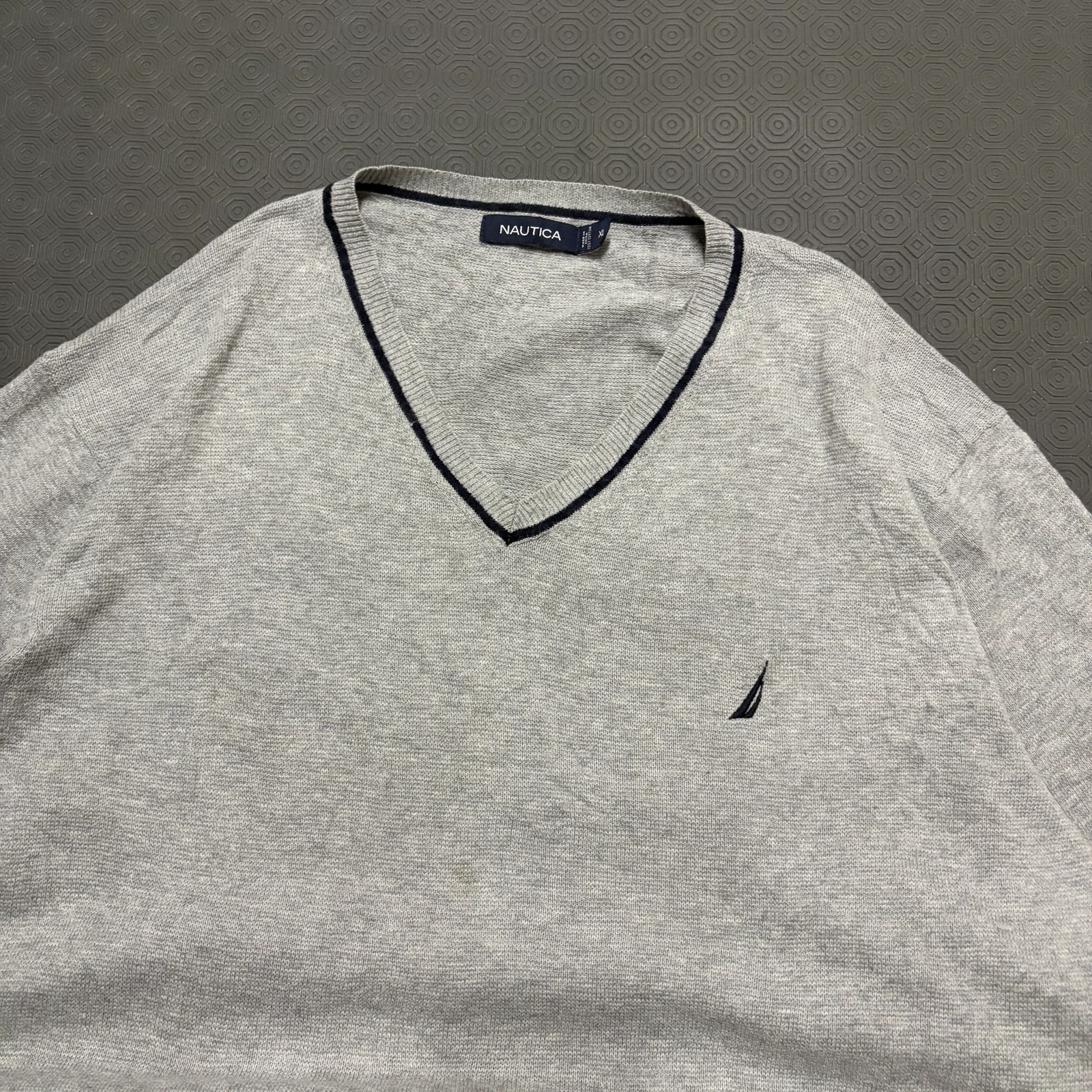 Gray V-Neck Knitwear Sweater XL – photo 4